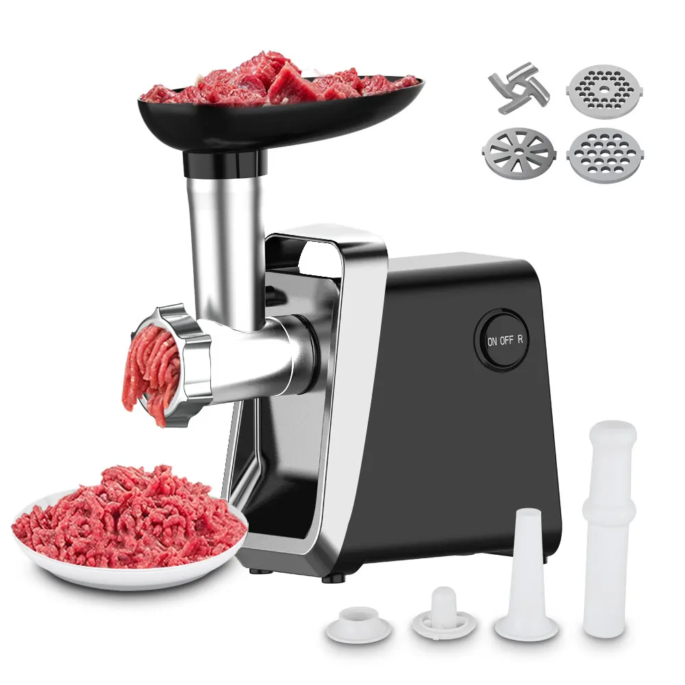 Hachoir à viande électrique puissant 750W, broyeur de viande robuste, hachoir à saucisses, robot culinaire en acier inoxydable, poussoir à saucisses 1