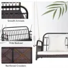Wicker Porch Swing, 2-Person Outdoor Patio Hanging Chair with Cushions, Metal Frame, Hanging Swing Bench with Ropes 4
