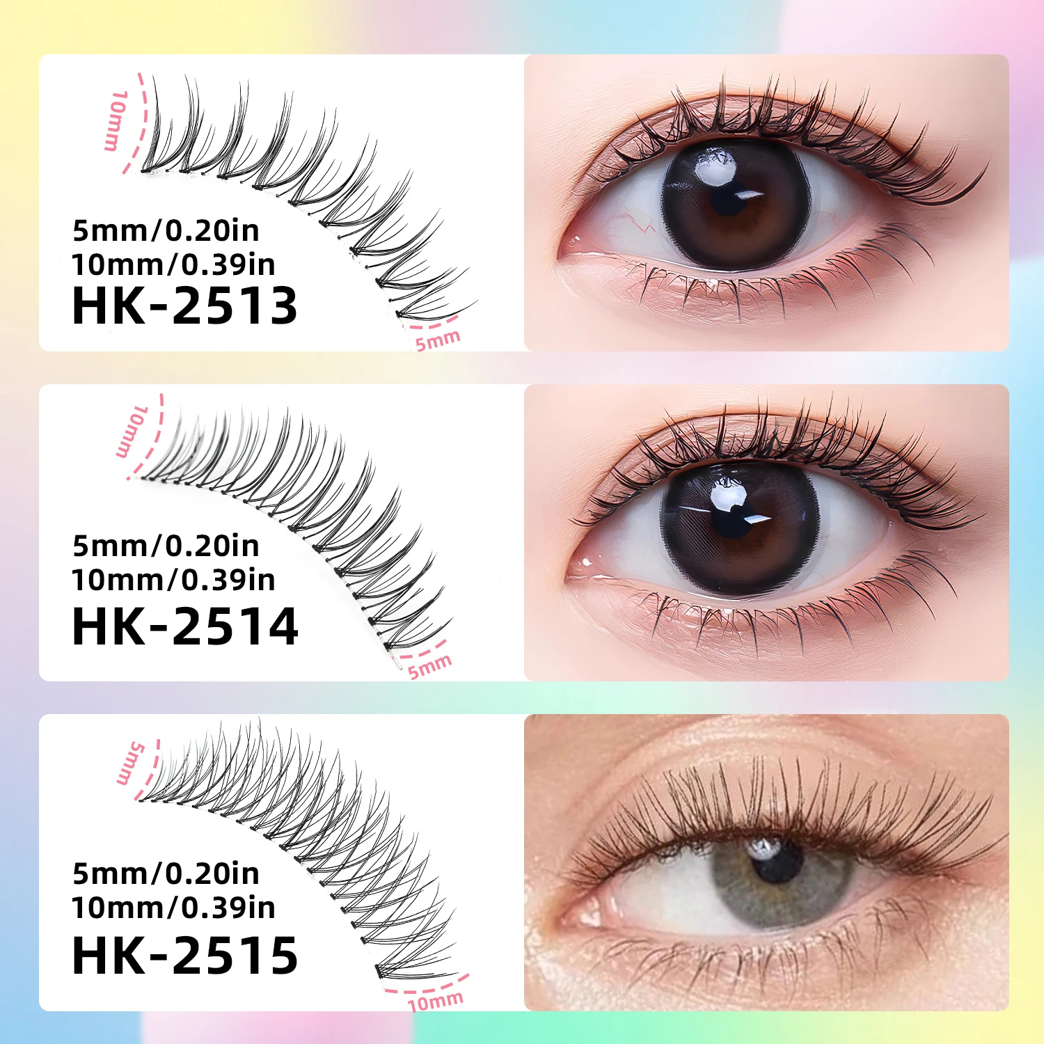 14 Pairs of Natural False Eyelashes in U-shaped Female Group Design with Transparent Band Design and Korean Cartoon Eyes and Han