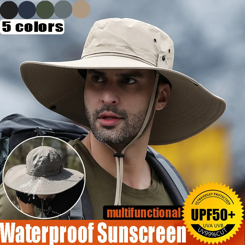 Drawstring Sun Hats Dual Purpose Summer Sunscreen Wide Brim Visor Caps