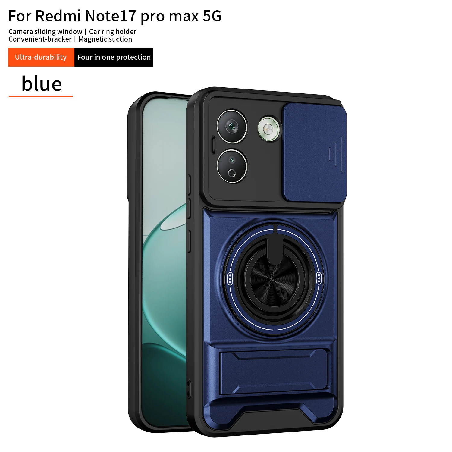 Magnetic Stand Shockproof Armor Kickstand Phone Case with Slide Camera Protector