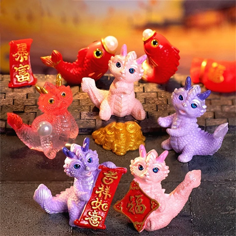 

1PC 2023 Christmas Cute Mini Dragon Figurine Year Of The Dragon Ornament Miniature Doll Fairy Garden Decoration Accessories