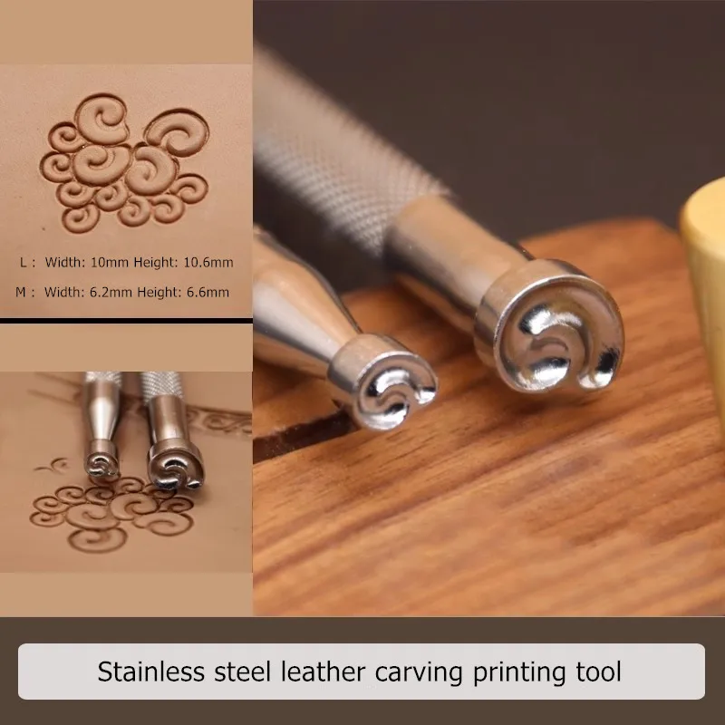 Stainless Steel 304 Leather Embossing Tool Scroll Pattern DIY Leathercraft Stamping Seal For Handmade Leather Projects