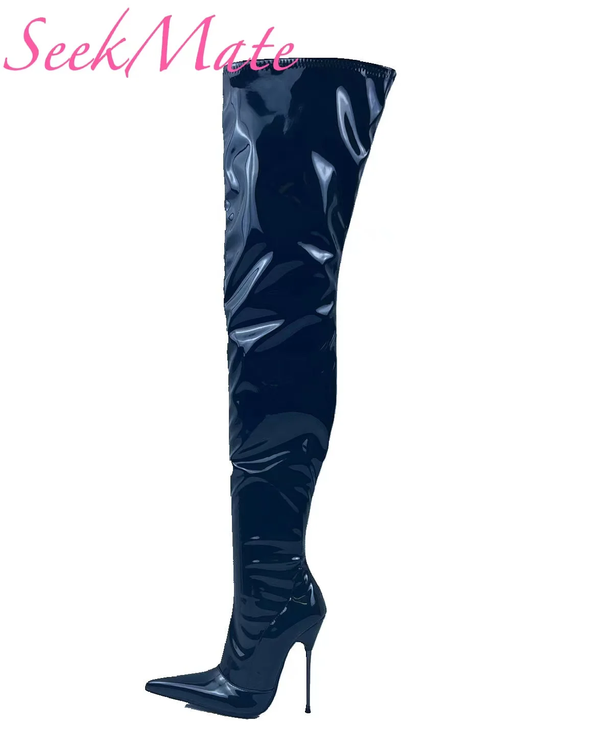 SeekMate Space 및 유럽 및 미국 뾰족한 특허 가죽 초하이힐, 73cm 부츠, 섹시한 맞춤형 무대 폴 댄스