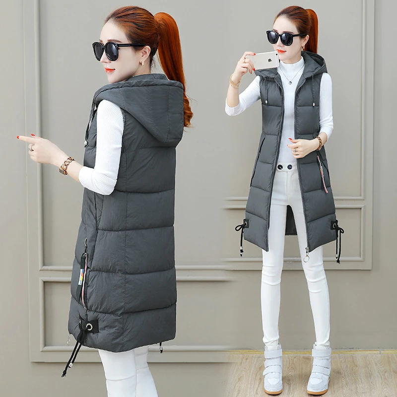 Chaleco Acolchado Otoño Chaleco Mujer Largo Con Capucha | Chaleco De Plumón Sintético, Abrigo Sin Mangas, Invierno, Exterior Chaleco Plumón Invierno