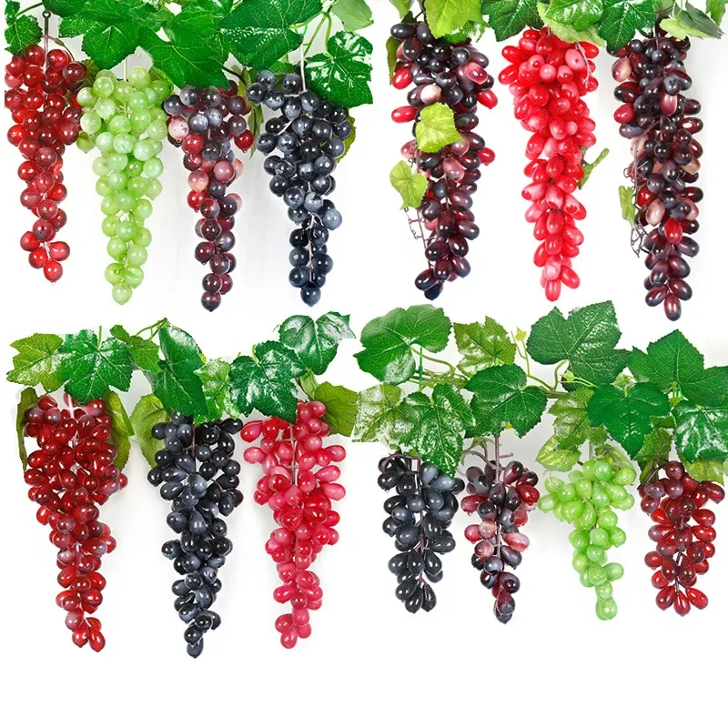 Artificial Fruits and Vegetables Artificial Grapes 18/36/85 Heads Black Red Green Purple Artificial Grapes Photo Props Party Decoration Fake Fruits Wedding Birthday Party Supplies