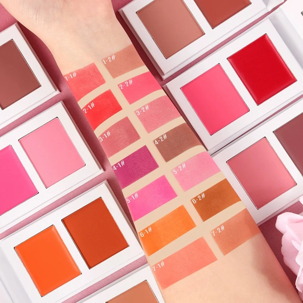 Private Label 7 Colors Blush Cream Custom Bulk Waterproof Blusher Rouge Two-color Paste Powder All-in-one Pigment Cheek Makeup 4