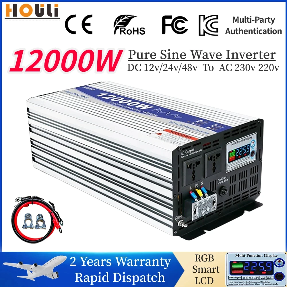 6000W 8000W 12000W Inverter 12v 220v Pure Sine Wave Power Inverter DC ...