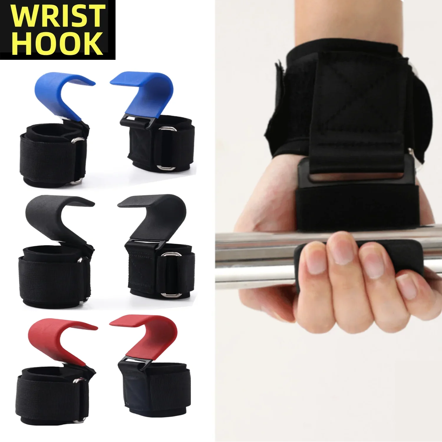 2Pcs Non-Slip Weight Lifting Hookspremium Pair Of Straps Weightlifting Deadlift Chin Pull Up And Exercise Fitness Hook Training