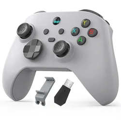 Wireless Gaming Controller with Macro Backkey and Hall Joystick, Includes Receiver and Phone Holder (Grey)
