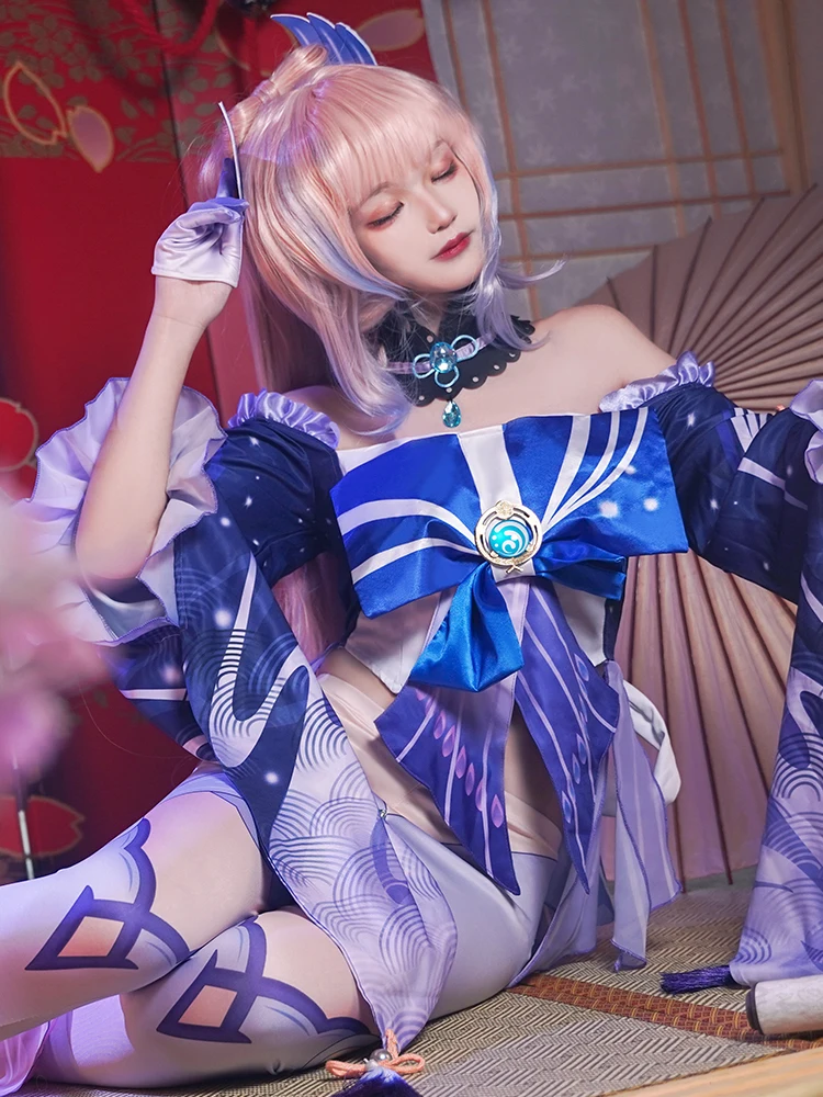 

Game Genshin Impact Kokomi Cosplay Costume Sangonomiya Kokomi Cosplay Costume Sexy Women Dress Halloween Ribbon Full Set