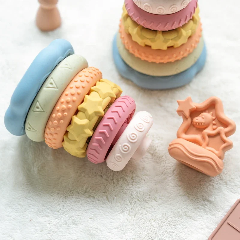 Baby Building Blocks Montessori Toys Cute Dinosaur Toddler Stacking Nesting & Sorting Toy for Boys Girls Early Learning Gifts