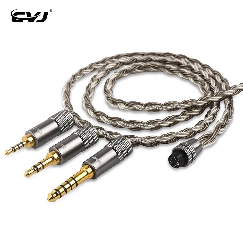 

CVJ TS800 Earphone Cable Silver-Plated Upgrade Line MMCX/S/C/0.75mm/0.78mm 2Pin Earbud Wire Type-C/2.5/3.5/4.4mm Switchable Line