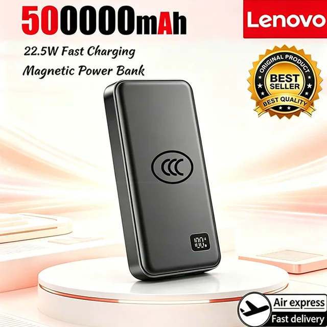 Lenovo 50000mAh Magsafe Magnetic Wireless Power Bank PD22.5W Super Fast Charging External Battery for Various Smart Phones 1
