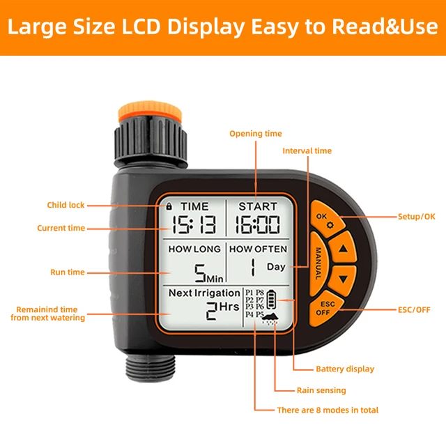 Muciakie Garten Smart Regensensor Timer IPX5 wasserdicht LCD Displa automatische Bewässerungs steuerung für Hahn Schlauch Timing 3