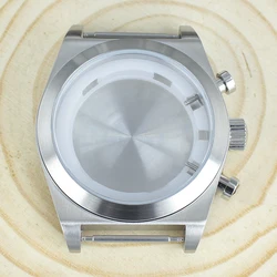 Enhanced Stainless Steel Waterproof Watch Case - 46mm, Brushed & Polished Finish, DIY Watchmaking Accessories, Fits 37 - 38mm Dials for Miyota OS00 (Silvery)