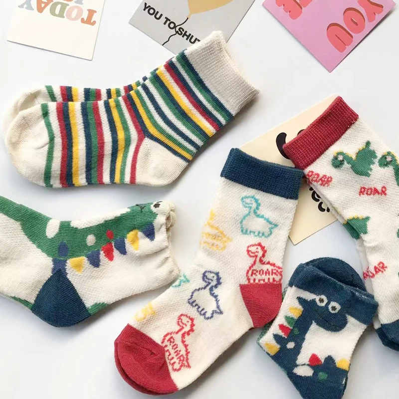 Spring and Summer Boys' Mesh Socks Summer Little Boys' Children's Cartoon Dinosaur Cotton Socks 1-12 Years Old 4
