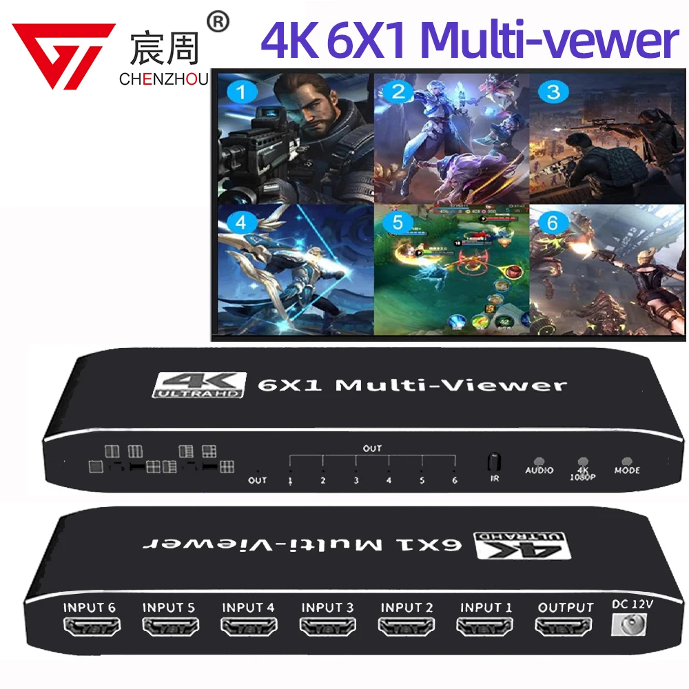 4K 6x1 HDMI мультипросмотр 2 3 4 5 6 разделитель экрана двойное изображение четырехъядерный многофункциональный бесшовный переключатель входной Поворотный монитор камеры