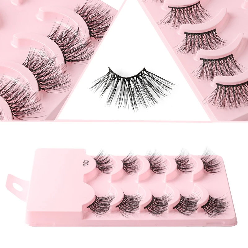 Description Picture 4 of itemHalf Eey Lashes Faux 3/5 Pairs 3D Mink Lashes Wispy 3d Fluffy Natural False Eyelashes Halves Fake Eyelash Extension Maquiagem
