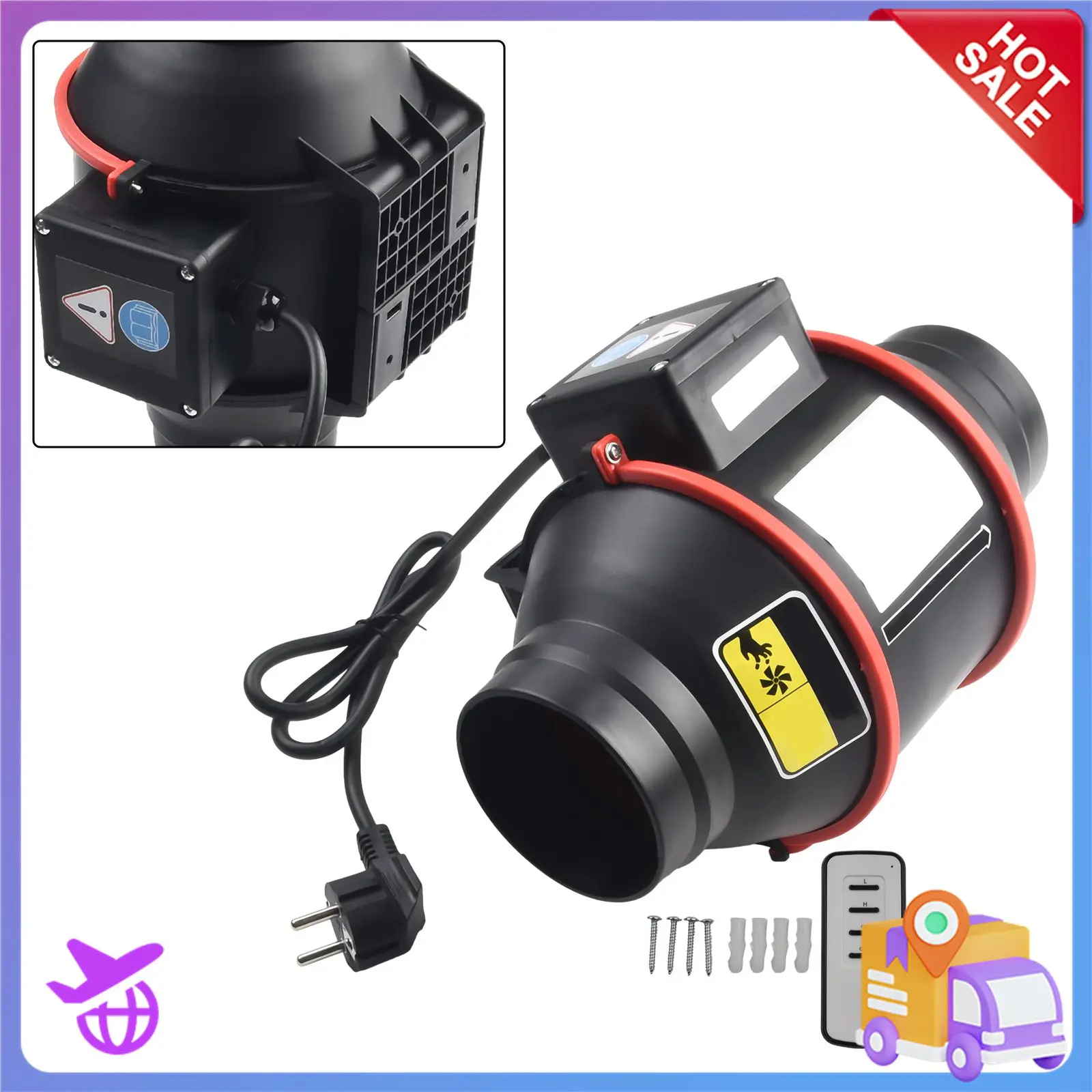 

4 Inch 100mm Flue Exhaust Fan Inline Pipe Duct Fan Extractor Ventilation With Variable Speed Control Wall Air Clean Ventilator