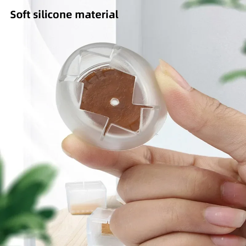 Silicone Chair Leg Protectors with Felt Furniture Foot Pad Floor Protective Cover for Non-Slip Sofa Table Glides Foot Cap 1/12pc