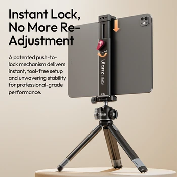 Ulanzi CA15 OneLock Tablet Clamp 13-22.5cm Range with 1/4" Universal Base Cold Shoe Mount for Sheet Music Practice Livestreaming