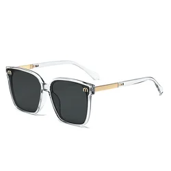 Luxury Designer Square Letter Mirror Sunglasses for Women - Trendy Vintage Travel Shades (Clear Black)