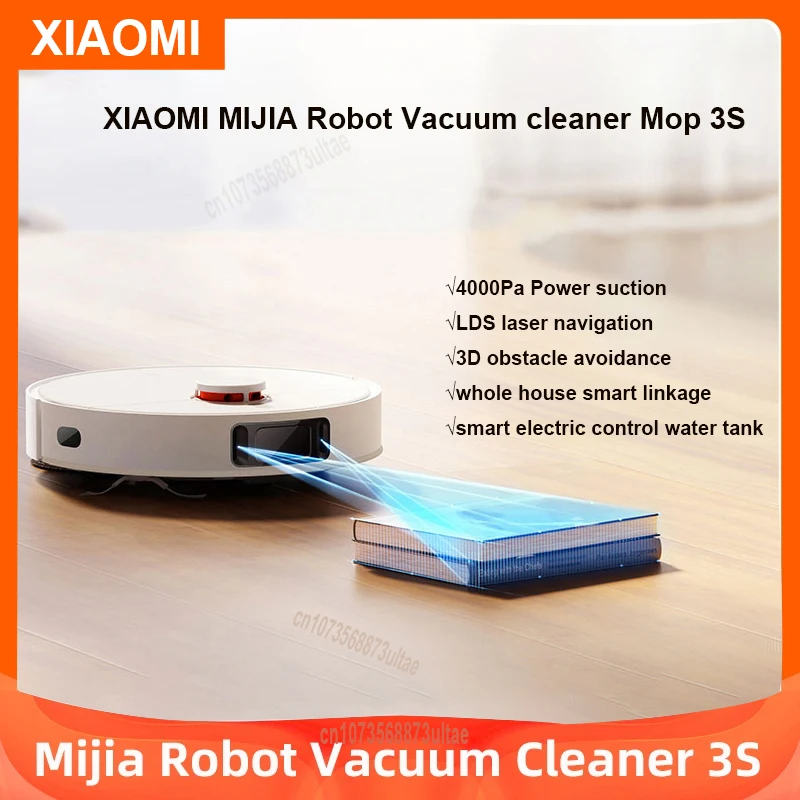 

XIAOMI MIJIA Robot Vacuums cleaner Mop 3S Sweeping Mop Home Cleaner Robot Dust 4000PA LDS Scan Cyclone Suction Smart Planned Map