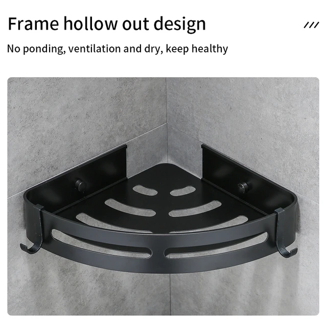 Matte Black Shower Corner Shelf  Shelves Shampoo Black Bathroom - Bathroom  - Aliexpress