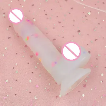 7.68'' Rainbow Jelly Dildo With Suction Cup Realistic Silicone Dildo Couples Gay Lesbian Sex Toys Mature 3