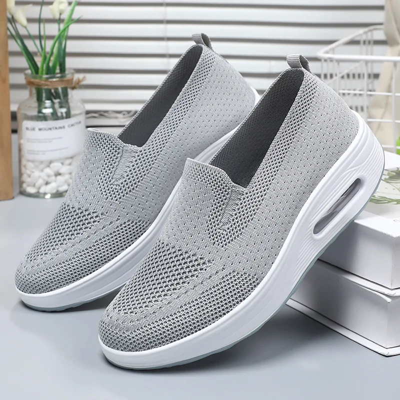 Women's Shoes Fashion Comfortable One Step Lightweight Swinging Wedge Sneakers Platform Air Slip on Casual Shoes