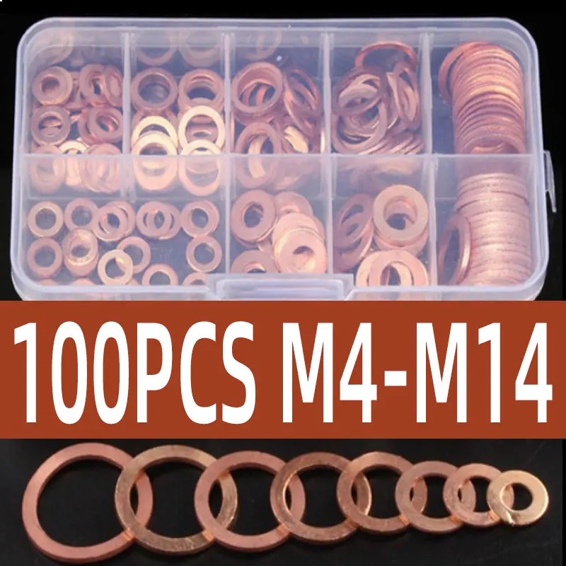 Copper Washer Gasket Set 100PCS