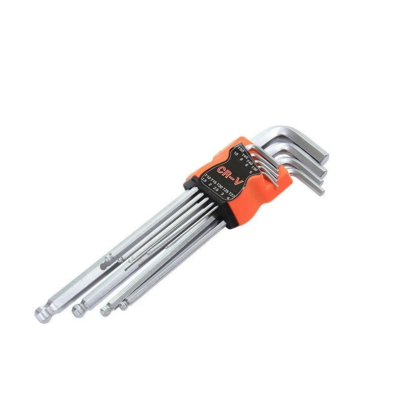 9PCS L Type Double-End Screwdriver Hex Wrench Set Allen Key Hexagon Flat Ball Torx Star Head Spanner Key Set Hand Tools 6