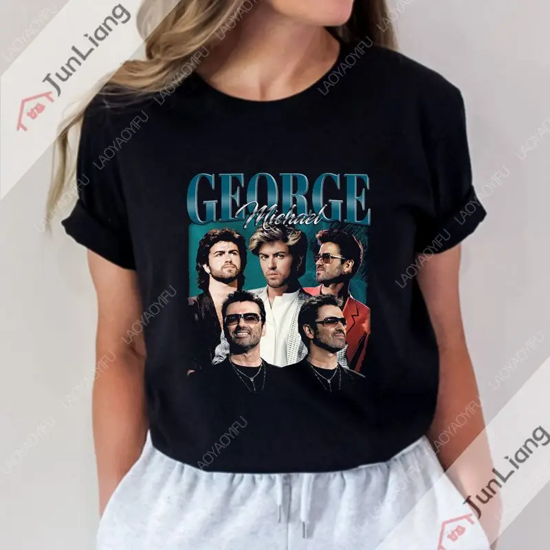 

George Michael T-shirt 80's men's fancy dress Casual neutral short sleeve round neck street fashion wear