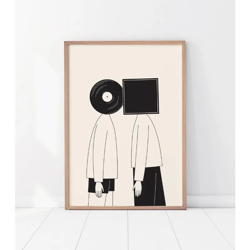 Vintage Vinyl Record Canvas Art - Minimalist Turntable Wall Decor