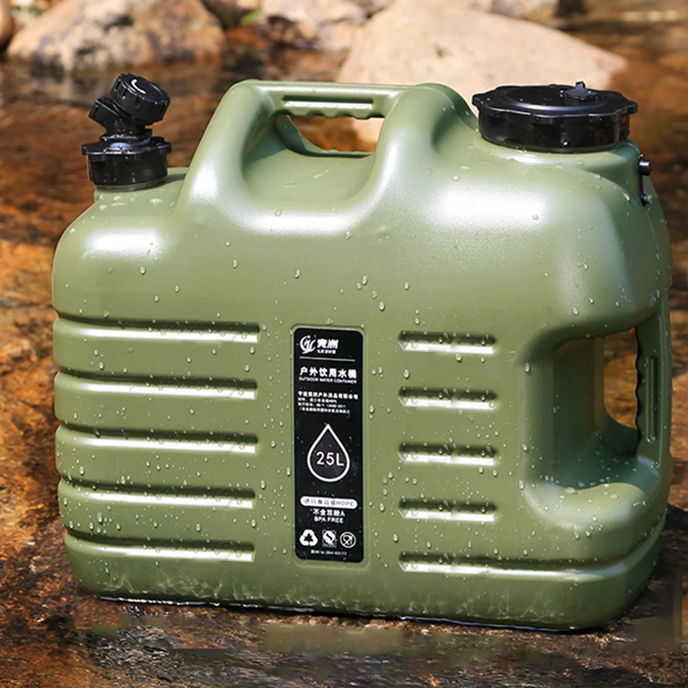 Camping Bucket Water Storage Portable 25L Emergency Water Tank Detachable Faucet No Leakage For Outdoor Travel Driving