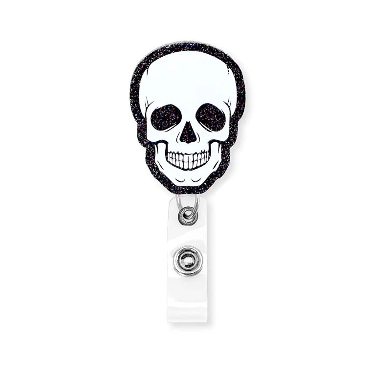 

Sequin Badge Identification Badge Reel Acrylic Medical Nurse Skull Retractable Keychain School Supplies Lanyard Card Holder