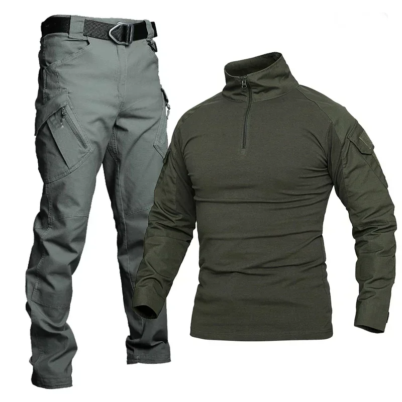 Hunting Uniforms Set Men Camouflage Breathable Multicam Black Suit Hiking Shirt Tactical Cargo Uniform Hunting Set tactical suit combat uniform