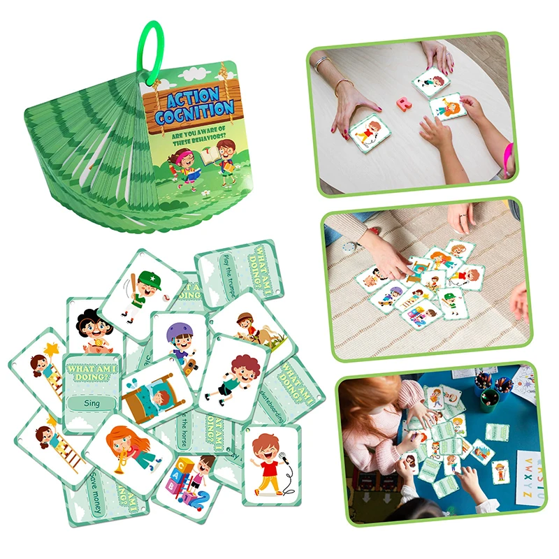 Hot Kids Action Cognition Cards Funny Q&A Learning Classroom Interaction Aids English Teaching Educational Toys Christmas Gifts 5