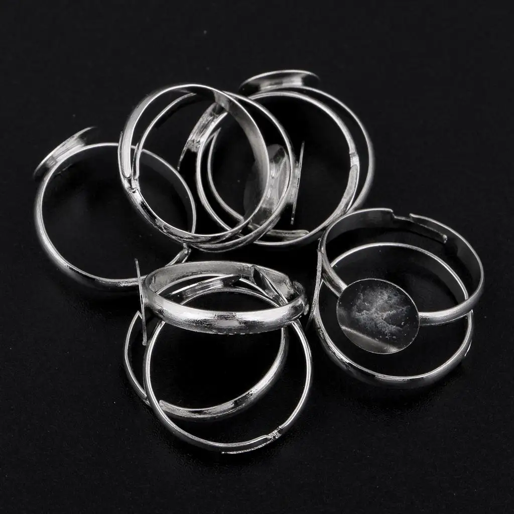 

10 Pieces 10mm DIY Base Adjustable Glue On Cabochon Rings Findings