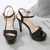 Sandales Sexy pour femmes, chaussures d'été scintillantes à bout ouvert et à talons fins, chaussures de danse de fête, plateforme, chaussures de styliste pour femmes, 2024 3
