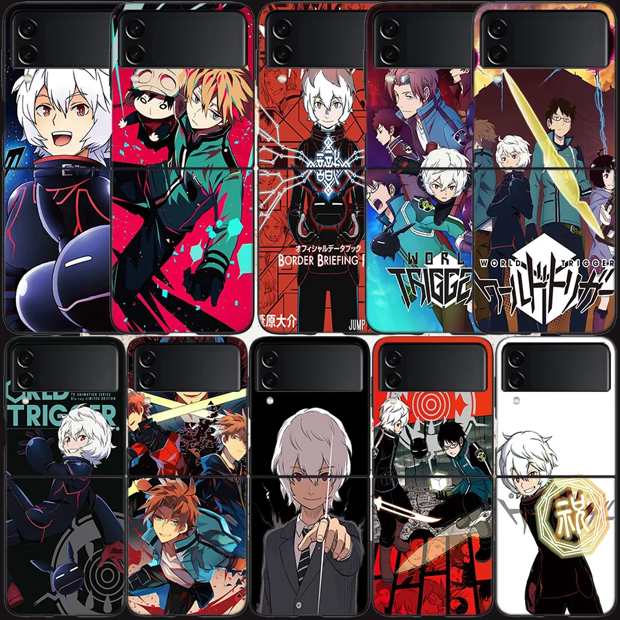 Custodia World Trigger Kuga Yuma Per Samsung Galaxy Z Flip 3 Flip 5 4 5G Cover Rigida Nera Per Cellulare Samsung Z Flip 5 5G Luxury Pc S