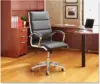 ALENR4119 Neratoli Series High-Back Slim Leather Chair - Black/Chrome 2