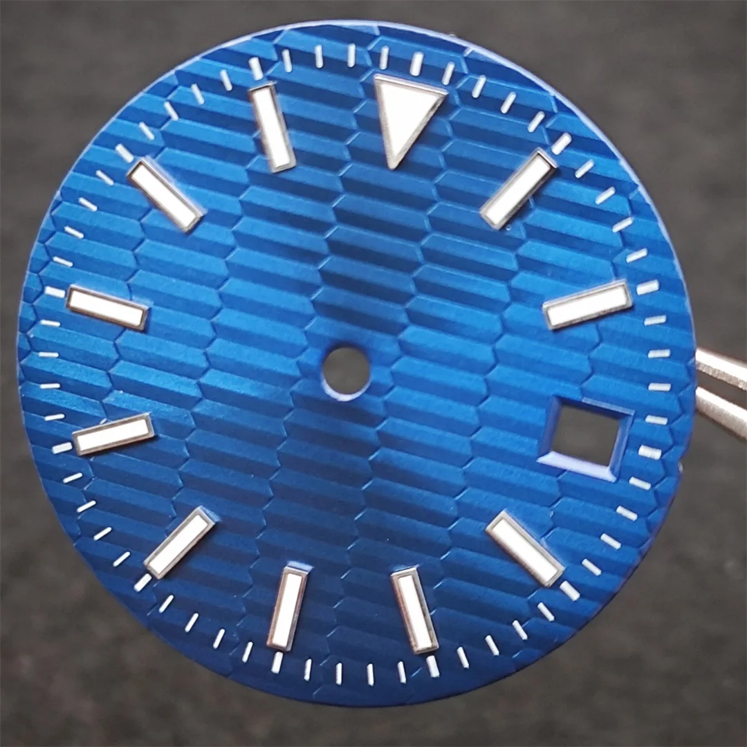 28.5mm Watch Dial Metallic Texture Dial Blue Green Luminous Accessories for 8215/ ETA 2824/ 2836 / 8200/ Mingzhu 2813 Movement watch dial accessories watch face accessories