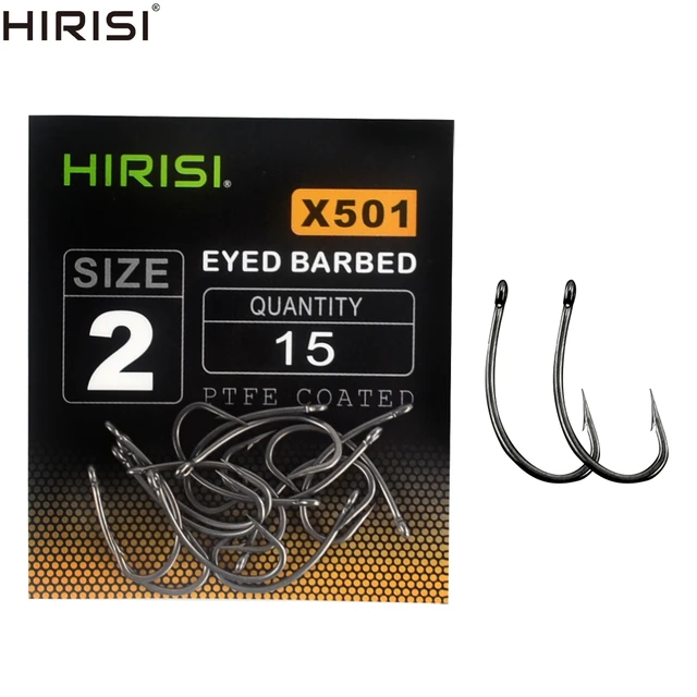 15pcs PTFE Coated High Carbon Stainless Steel Barbed Fish Hook