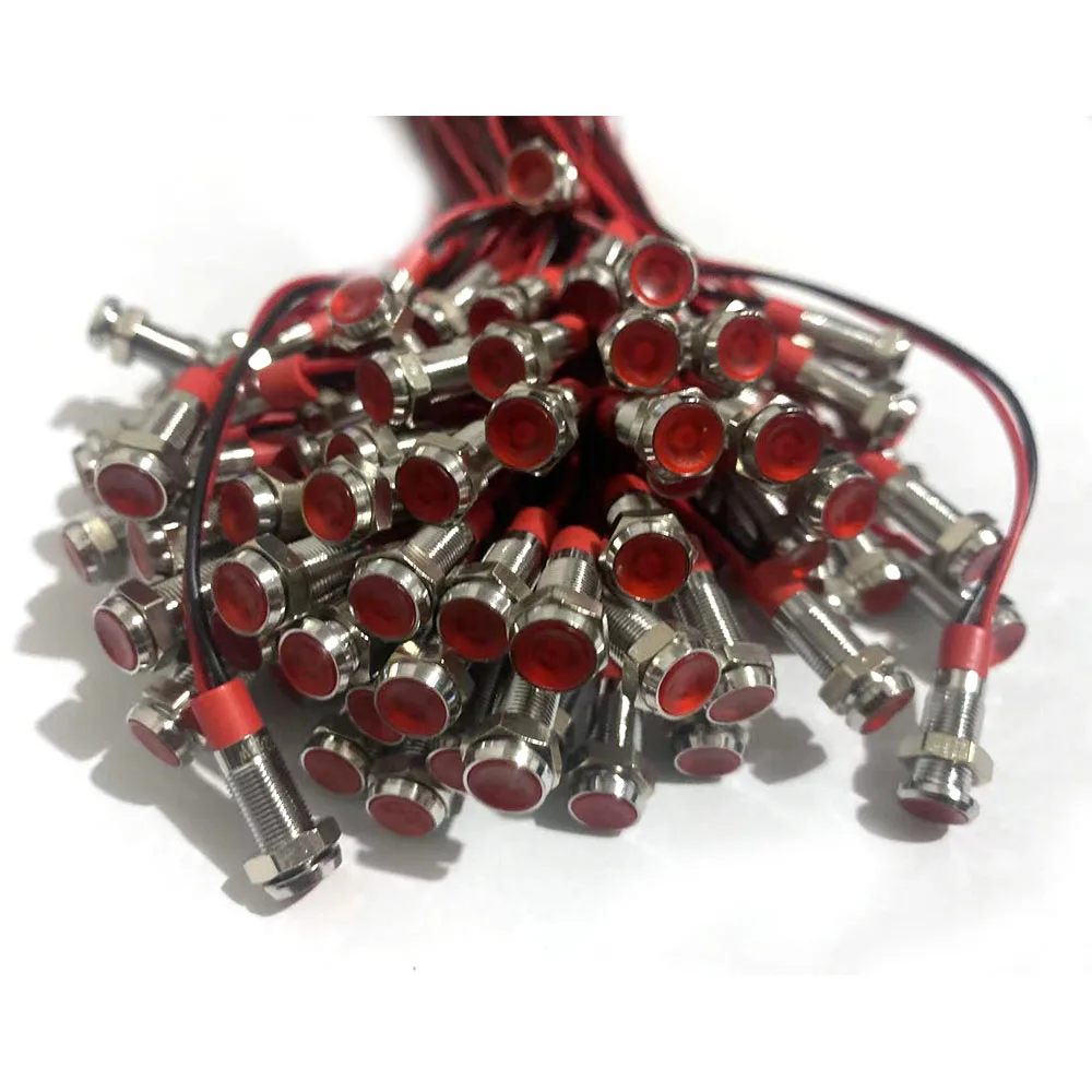 6mm 8mm 10mm 12mm 16mm Metal LED Warning Indicator Light Waterproof IP67 Signal Lamp Pilot Wires Switch 3V 5V 12V 220V Red Blue