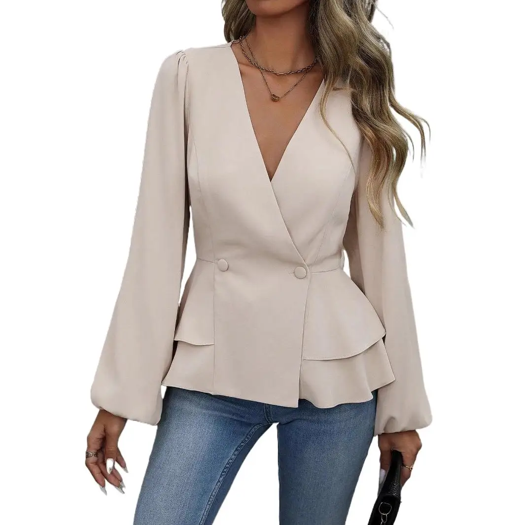 Women Long Sleeve Ruffle Blouse Shirt Summer
