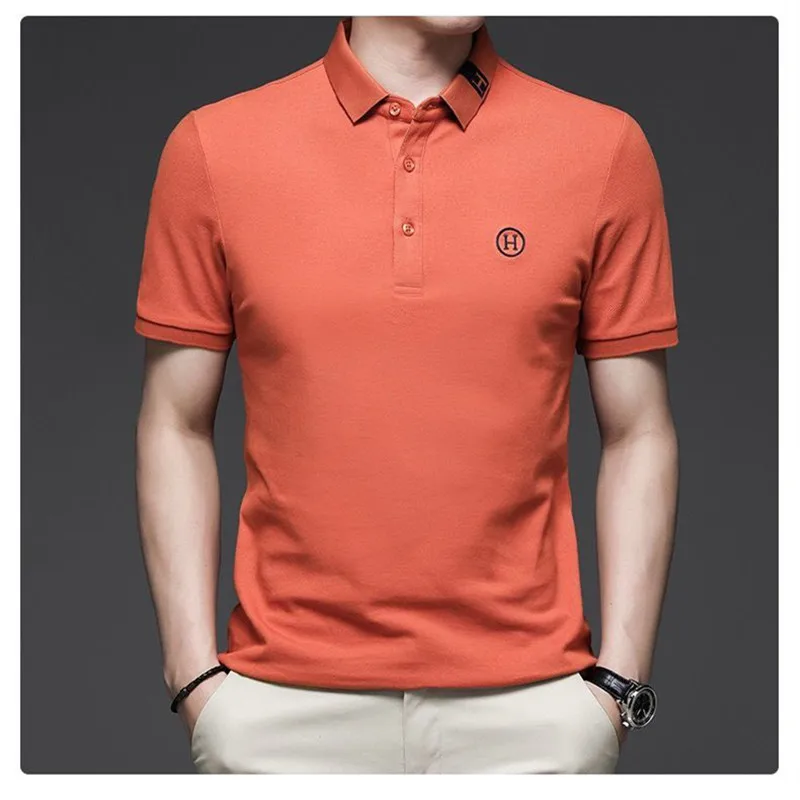 

Summer men's short-sleeved T-shirt lapel high-end embroidered cotton POLO shirt men's half-sleeved T-shirt top