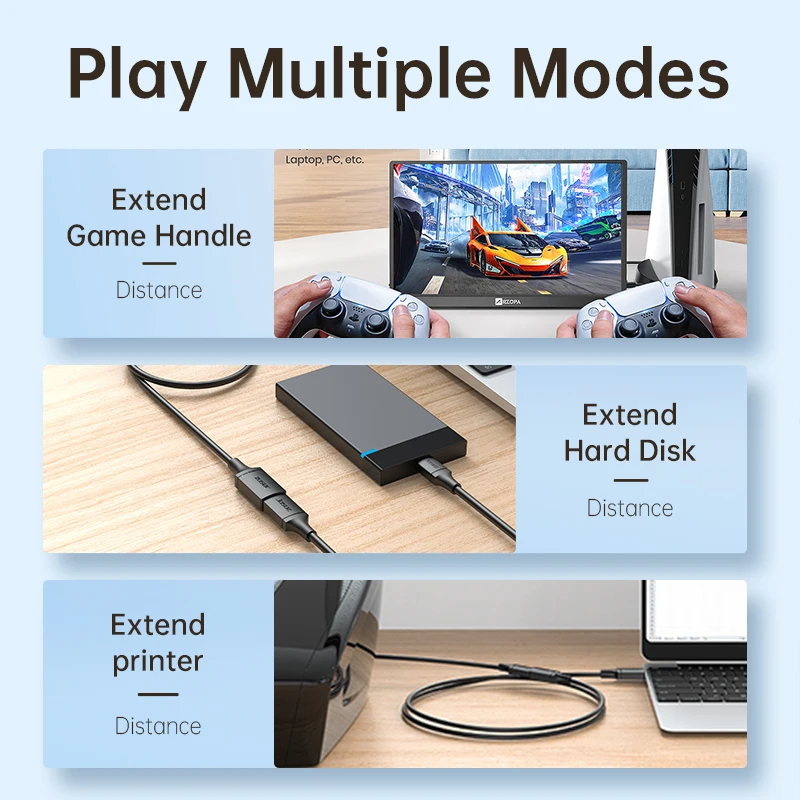 Jasoz-USB 연장 케이블, A Male to Female USB 3.0 2.0 익스텐더, 스마트 노트북 PC TV Xbox One SSD 고속 케이블