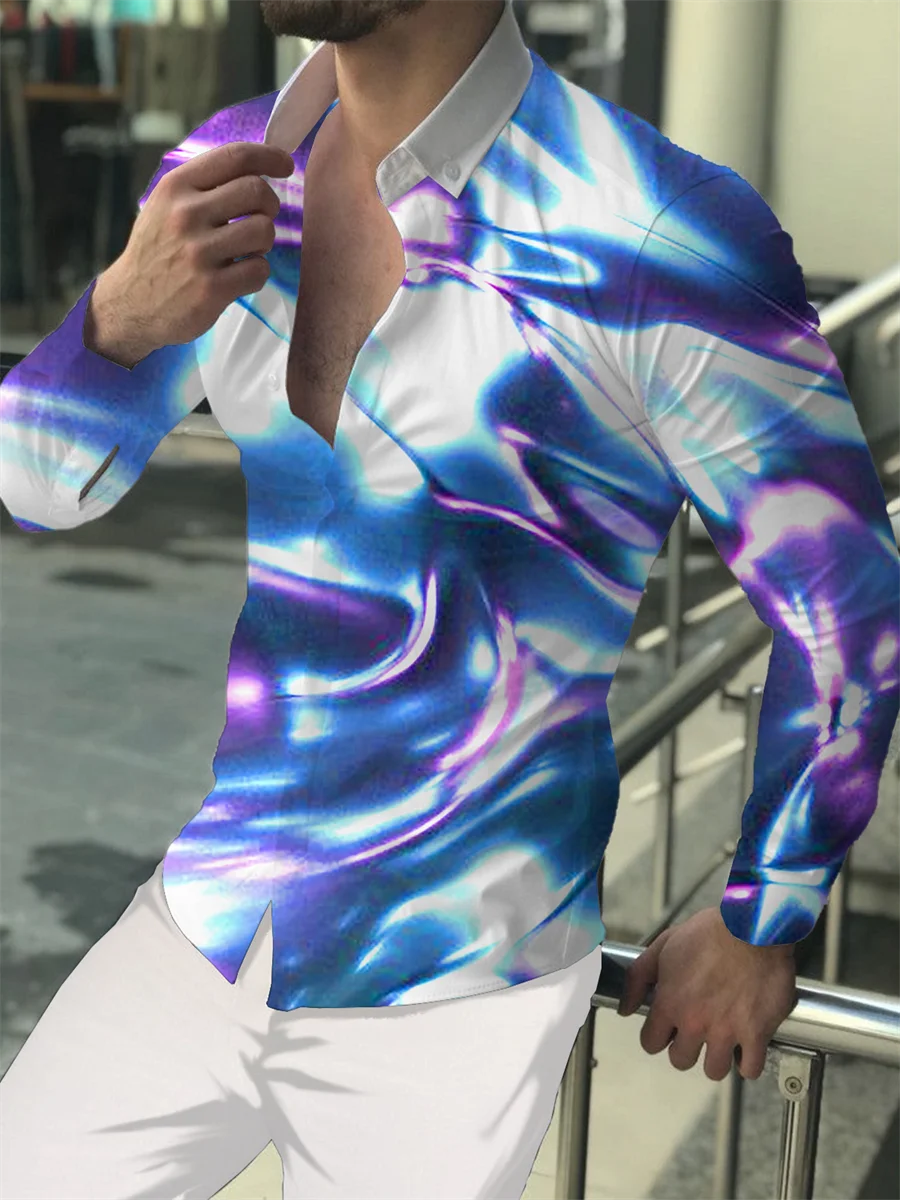 

Luxury New Trend Men's Shirts Casual Shirts Colorful 3D Printing Long Sleeve Button Cardigan Men's Party Jacket